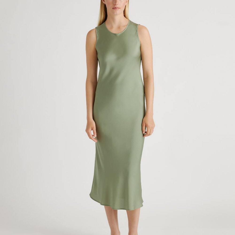 RARE Moss Washable Stretch Silk Tank Midi Dress